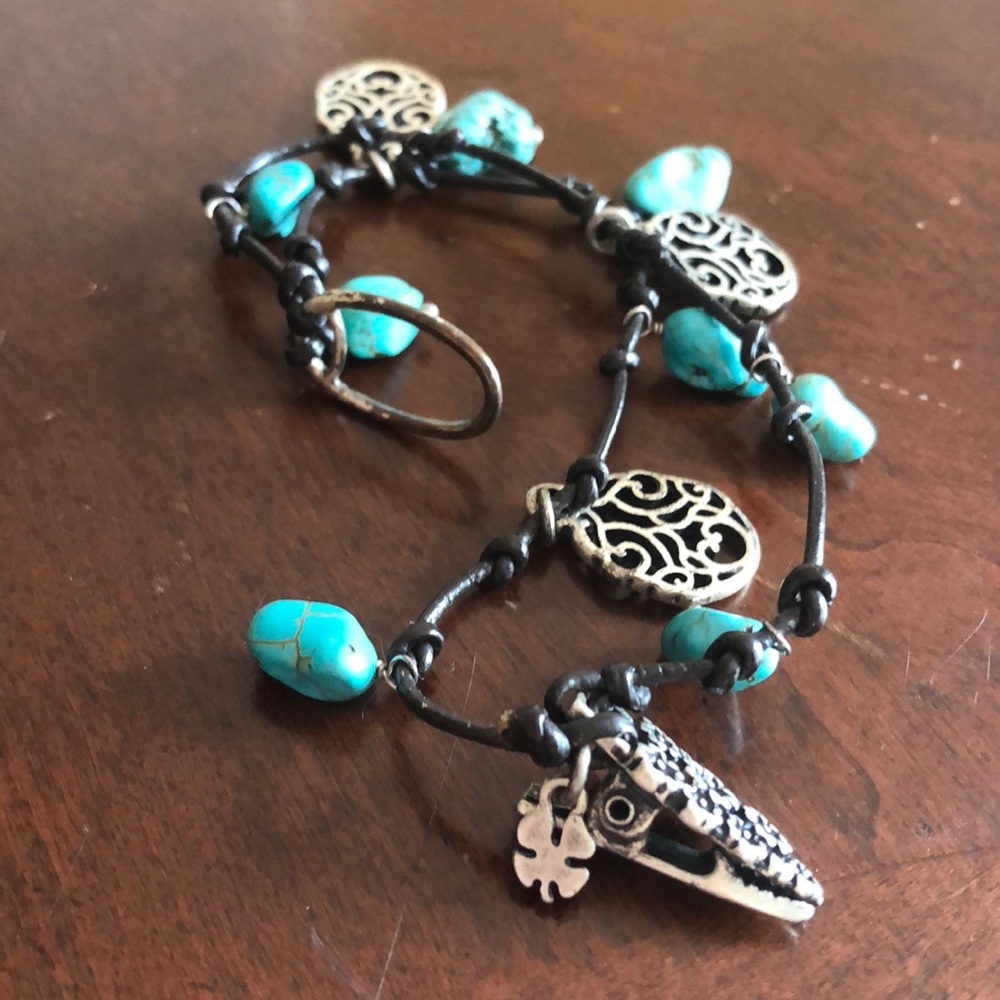 Lucky brand leather and turquoise bracelet